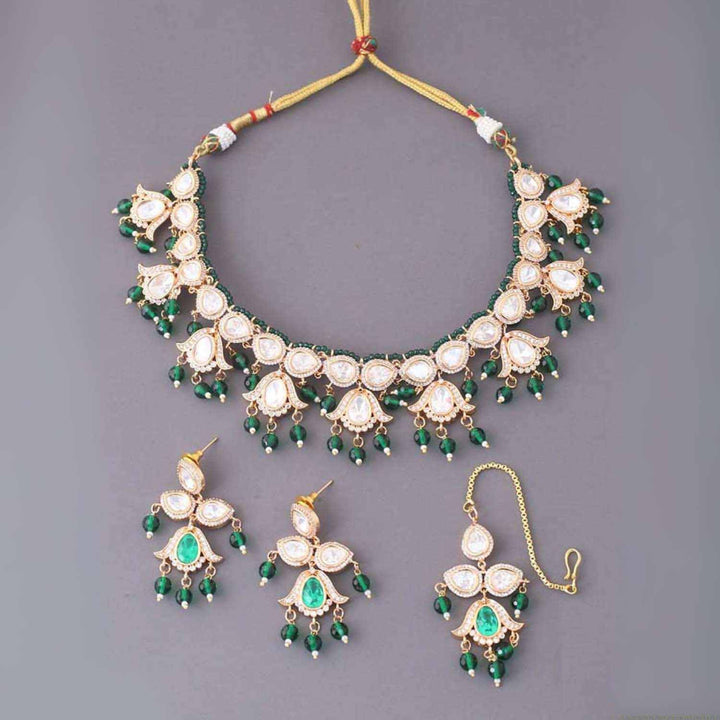 Emerald Bhagyashri Kundan Jewellery Set