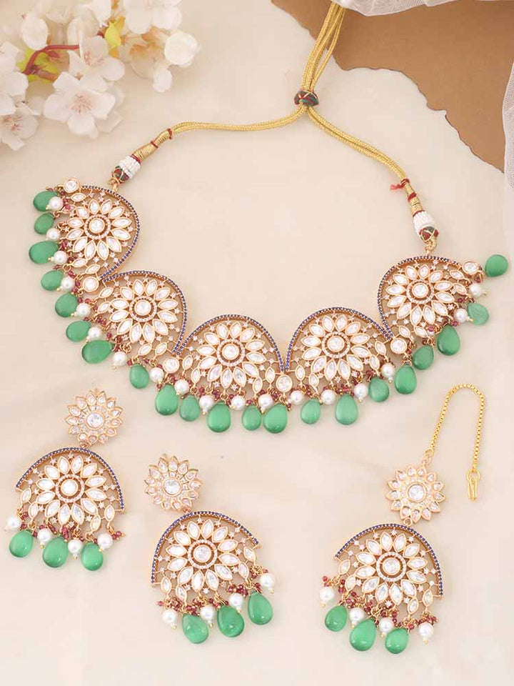 Emerald Bhargavi Kundan Jewellery Set