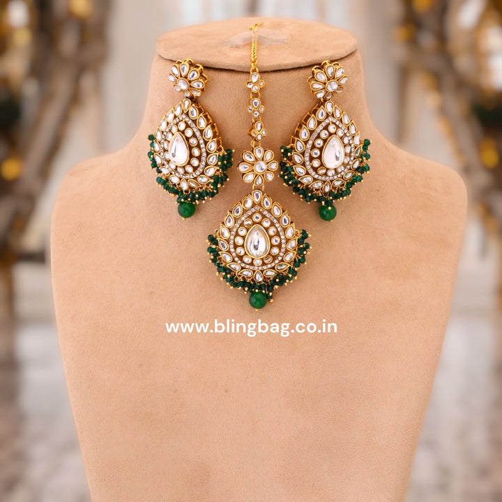 Emerald Bhavya Kundan Jewellery Set