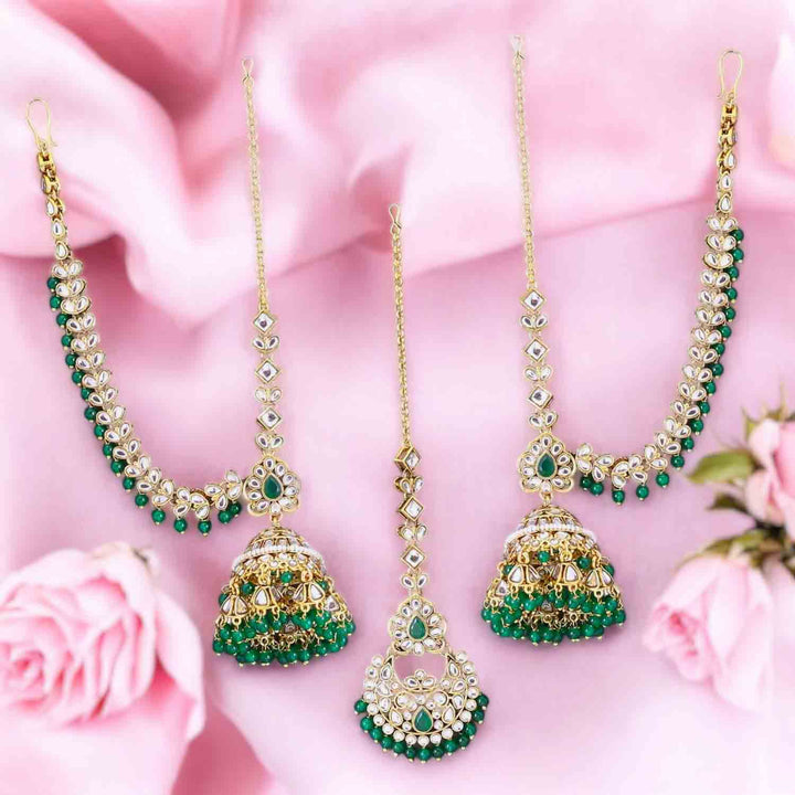 Emerald Brahmin Maang Tikka Set