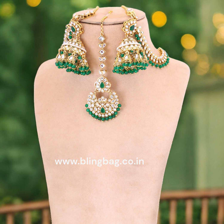 Emerald Brahmin Maang Tikka Set