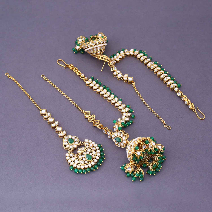 Emerald Brahmin Maang Tikka Set