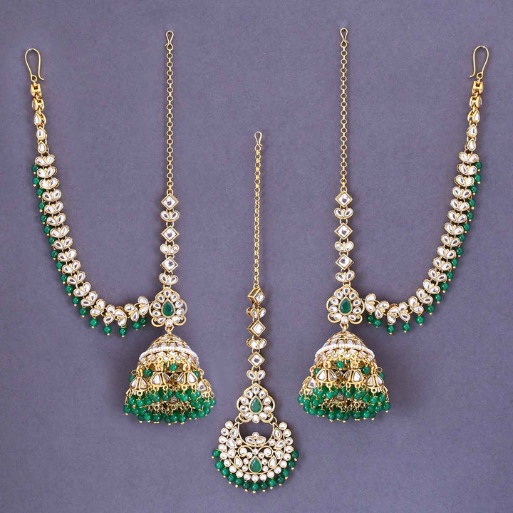 Emerald Brahmin Maang Tikka Set