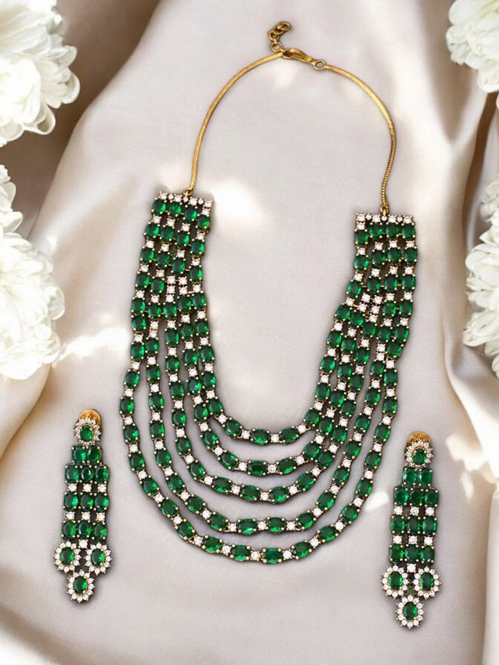 Emerald Caruvi Zirconia Jewellery Set