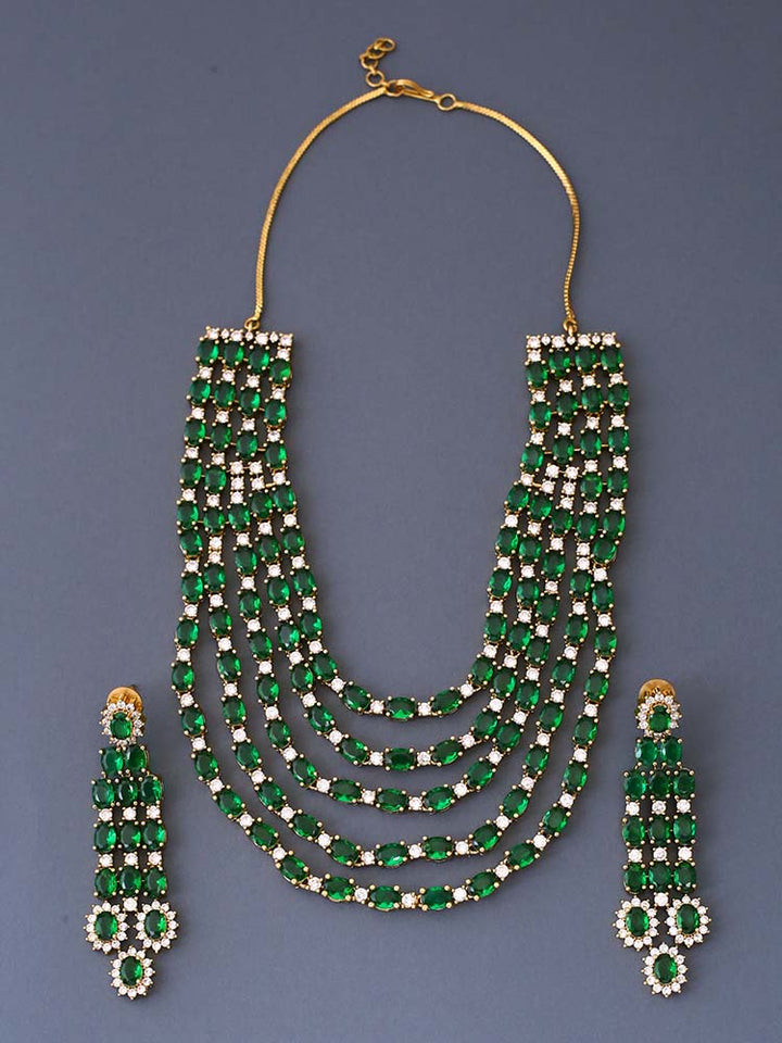 Emerald Caruvi Zirconia Jewellery Set