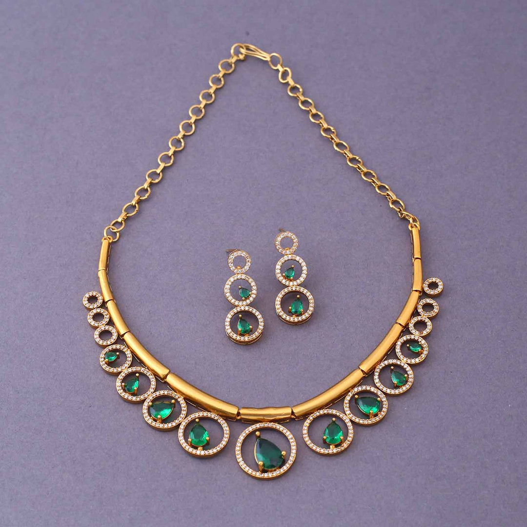 Emerald Chaitani Antique Jewellery Set- New Arrival