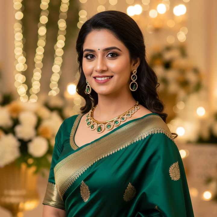 Emerald Chaitani Antique Jewellery Set- New Arrival