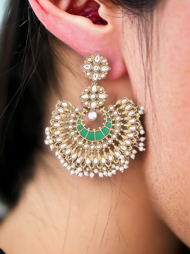 Emerald Chakra Ethnic Chandbalis