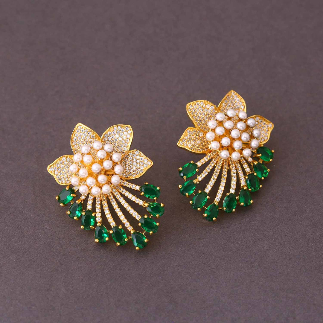 Emerald Cheshire Zirconia Studs