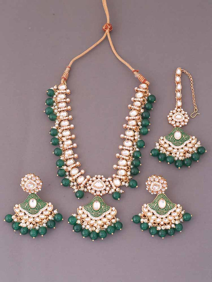 Emerald Cheshta Kundan Jewellery Set