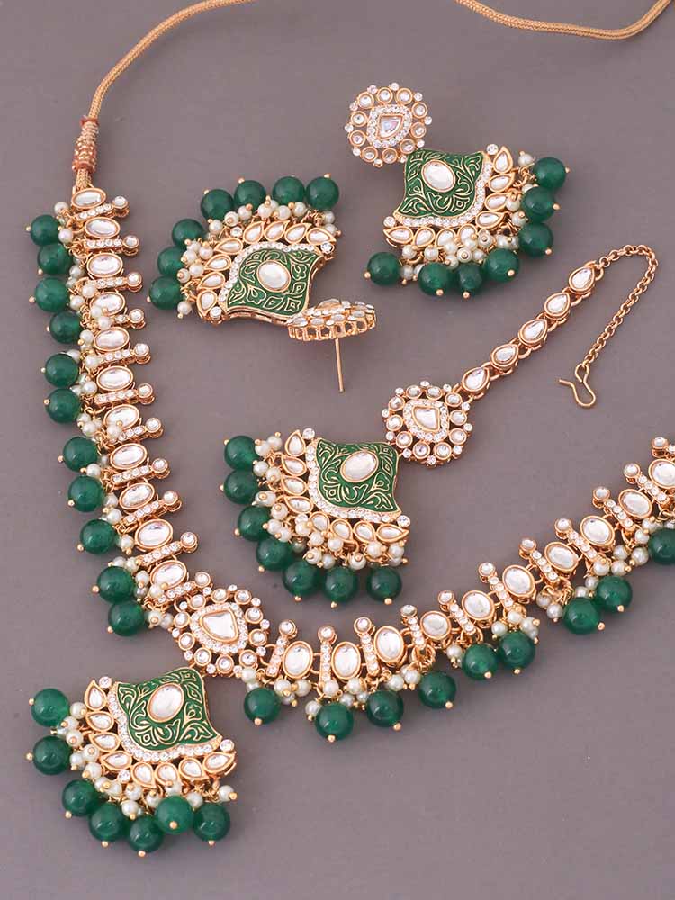 Emerald Cheshta Kundan Jewellery Set