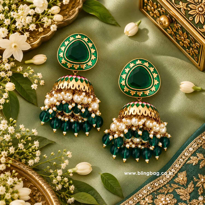 Emerald Chetaki Jhumkis