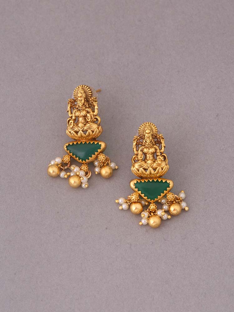 Emerald Chintpurni Temple Studs