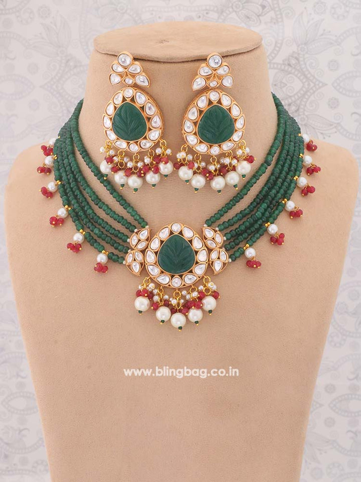 Emerald Clancy Kundan Jewellery Set - EOSS