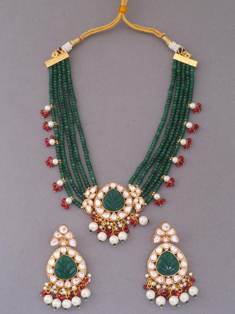 Emerald Clancy Kundan Jewellery Set - EOSS