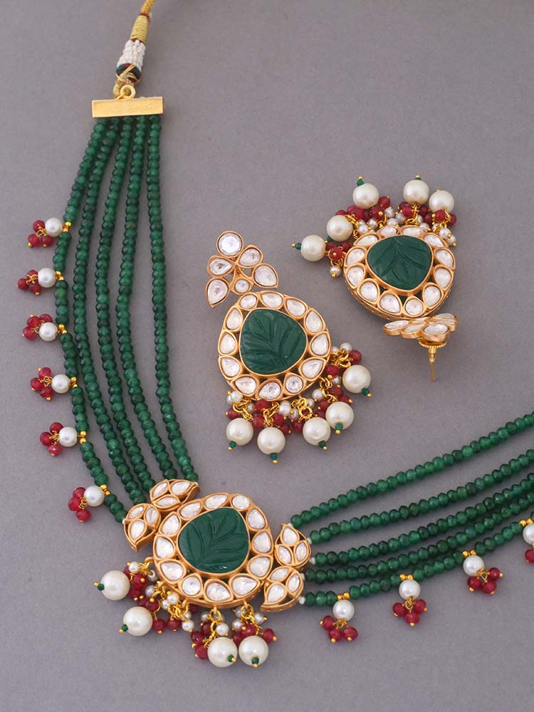 Emerald Clancy Kundan Jewellery Set - EOSS