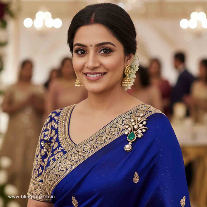 Emerald Crowned Shield Brooch