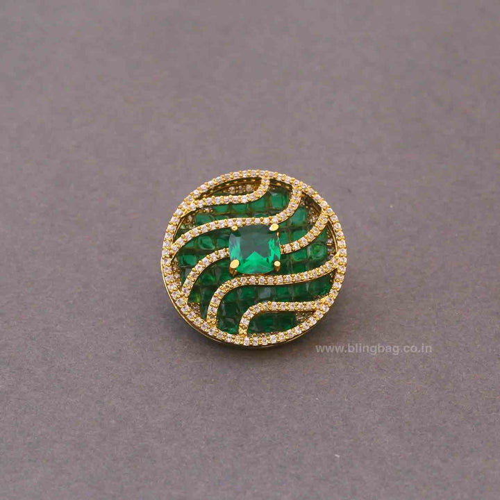 Emerald Crystal Swril Brooch
