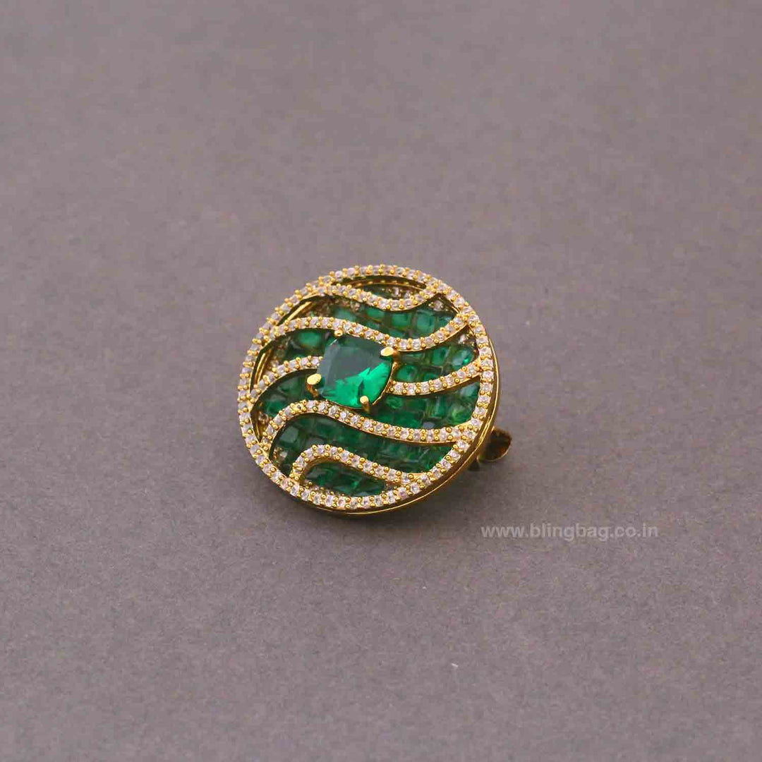 Emerald Crystal Swril Brooch