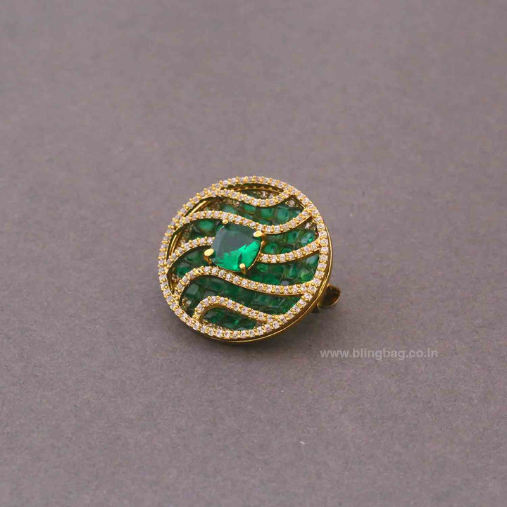 Emerald Crystal Swril Brooch