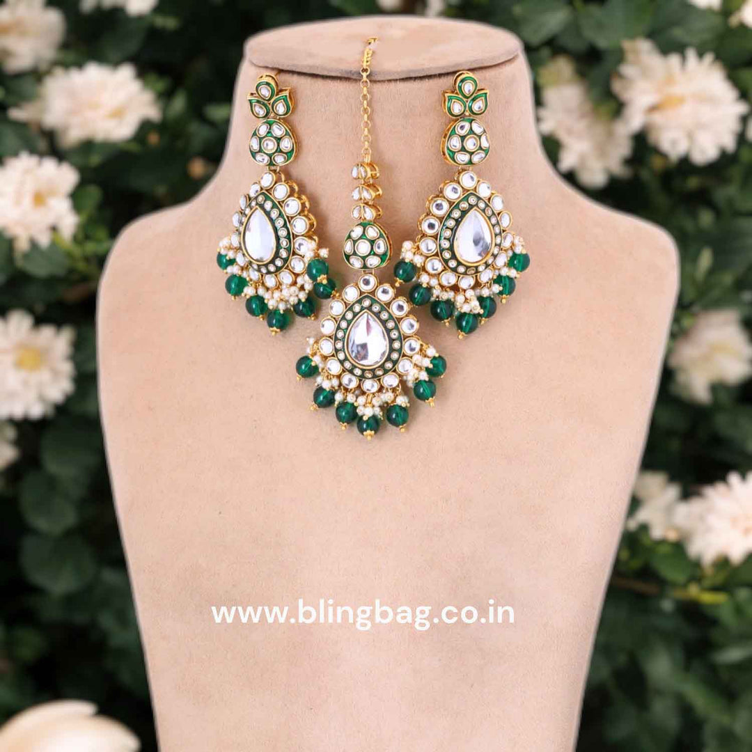 Emerald Damayanti Kundan Jewellery Set