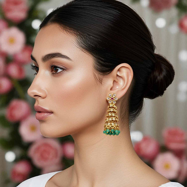 Emerald Damie Victorian Jhumkis