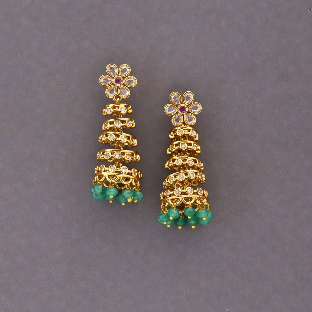 Emerald Damie Victorian Jhumkis