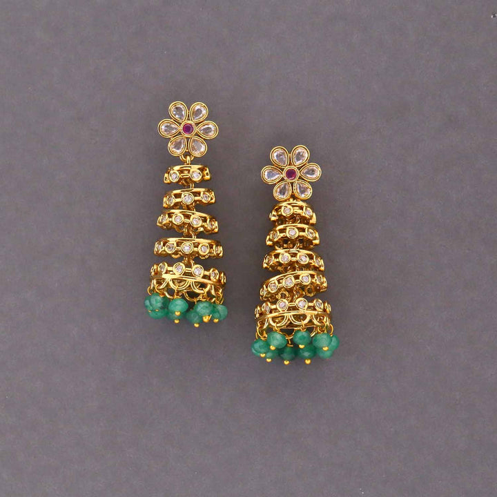 Emerald Damie Victorian Jhumkis