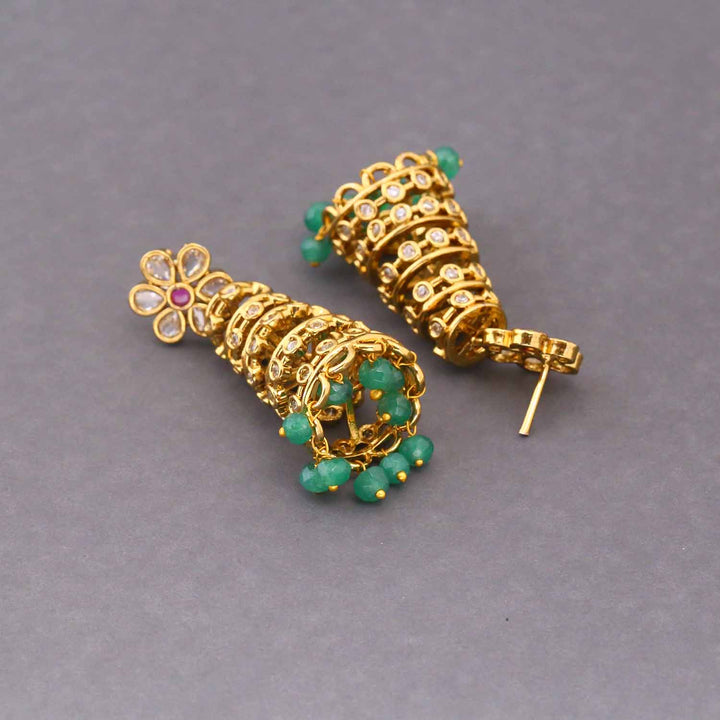 Emerald Damie Victorian Jhumkis