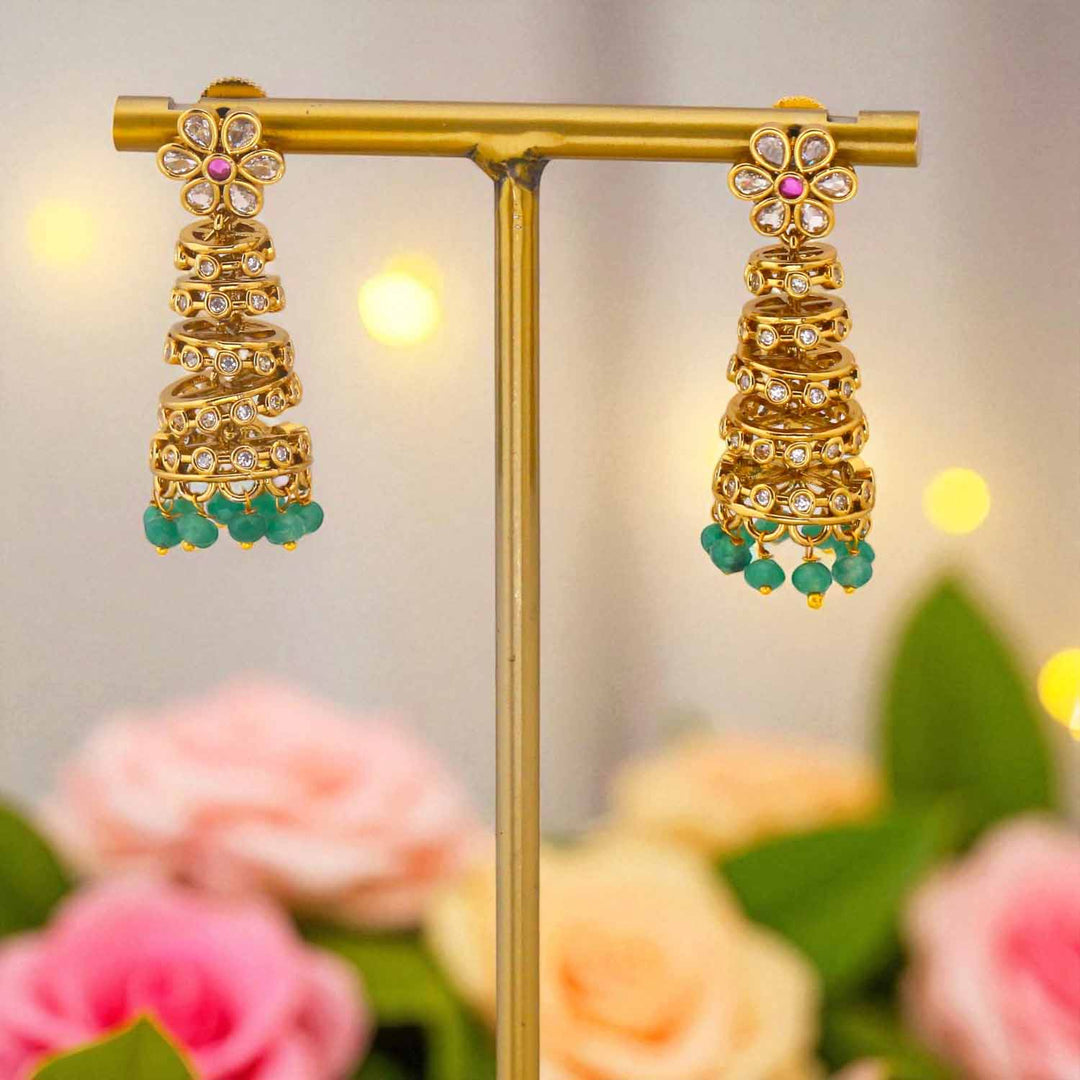 Emerald Damie Victorian Jhumkis