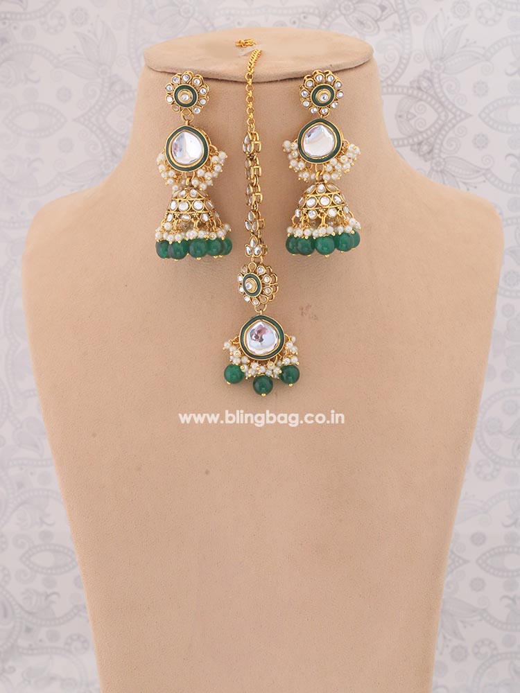 Emerald Deepti Kundan Jewellery Set