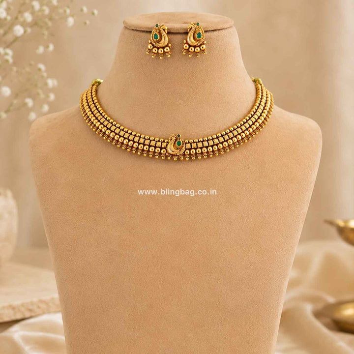 Emerald Devika Antique Jewellery Set- New Arrival