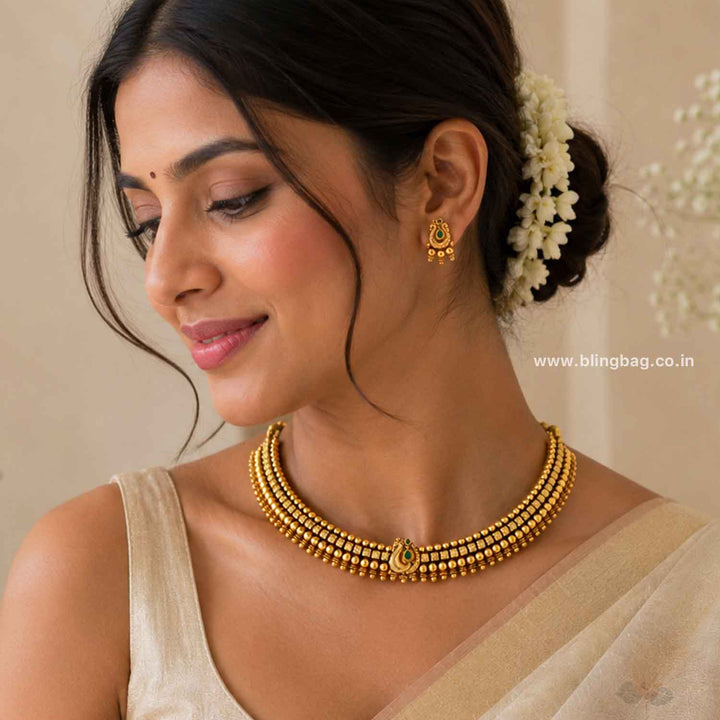 Emerald Devika Antique Jewellery Set- New Arrival