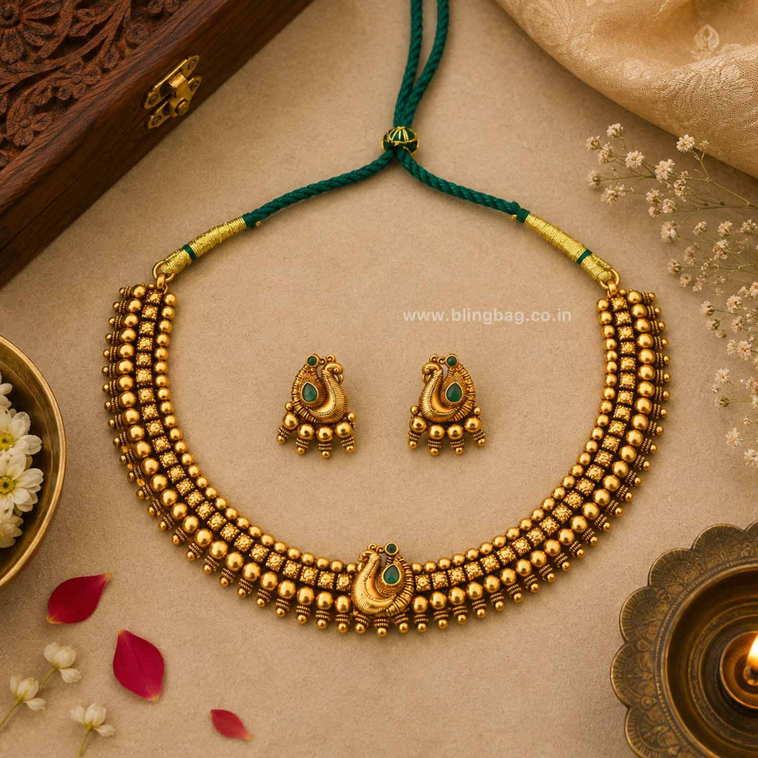 Emerald Devika Antique Jewellery Set- New Arrival