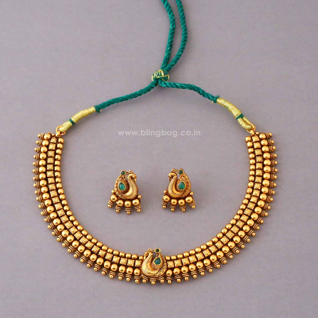 Emerald Devika Antique Jewellery Set- New Arrival
