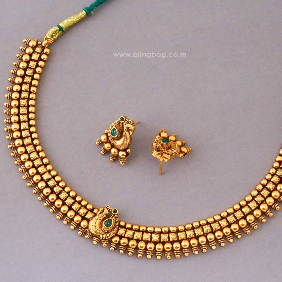 Emerald Devika Antique Jewellery Set- New Arrival