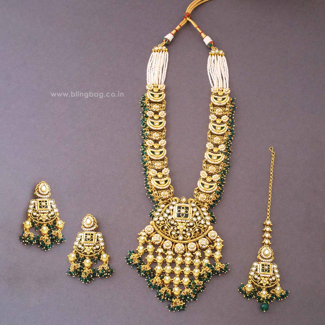 Emerald Devikaara Kundan Jewellery Set - New Arrival