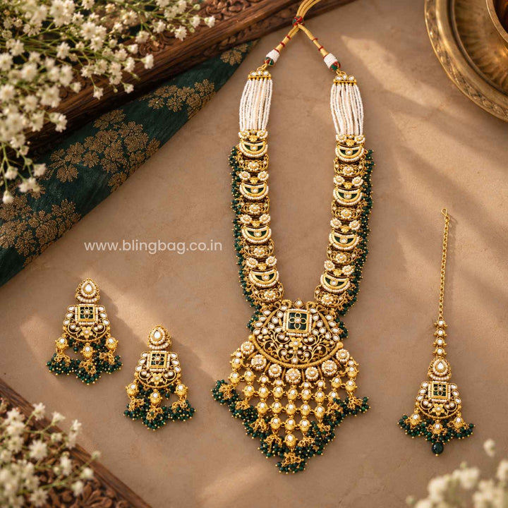 Emerald Devikaara Kundan Jewellery Set - New Arrival