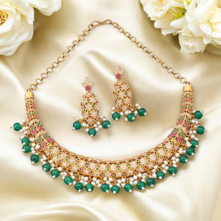Emerald Devisha Hasli Antique Jewellery Set - New Arrival