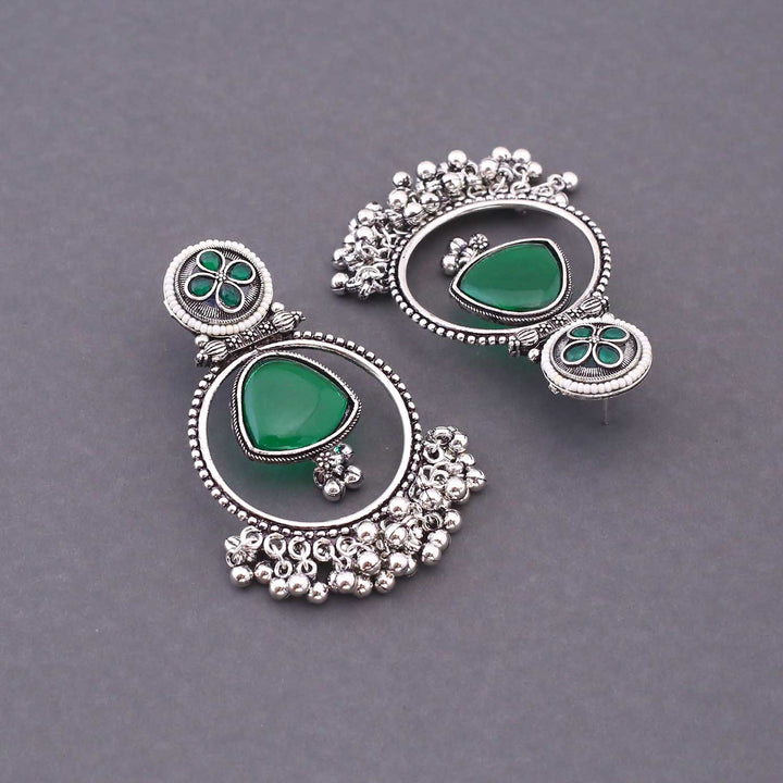 Emerald Devshi Oxidised Chandbalis