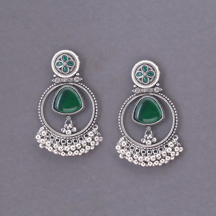 Emerald Devshi Oxidised Chandbalis