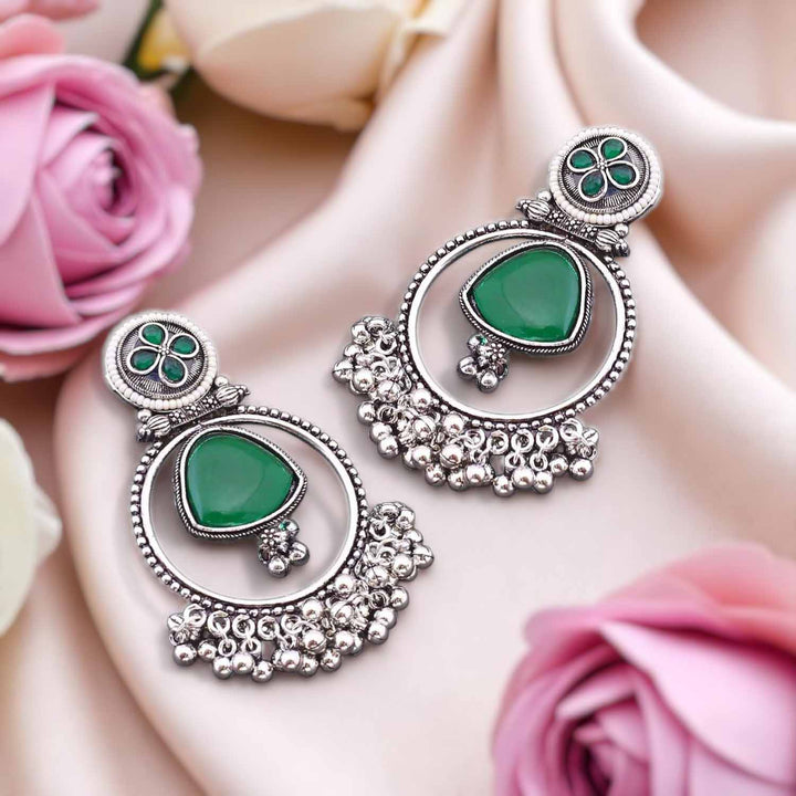 Emerald Devshi Oxidised Chandbalis