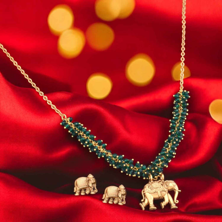 Emerald Devyani Temple Jewellery Set - New Arrival