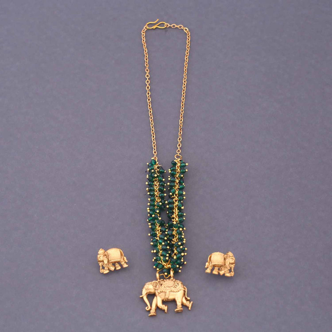 Emerald Devyani Temple Jewellery Set - New Arrival