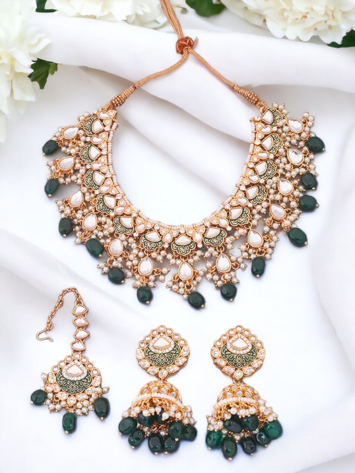 Emerald Dhamini Jewellery Set