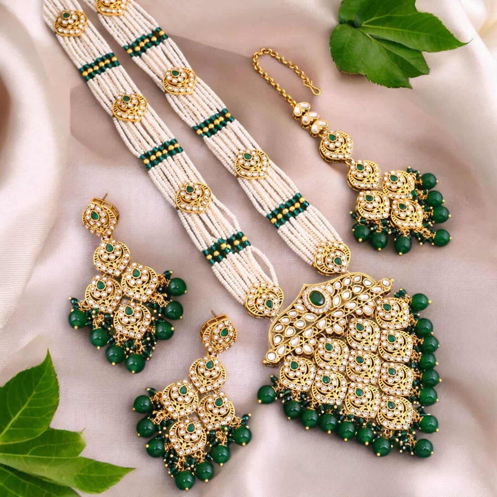 Emerald Dhruvi Kundan Jewellery Set