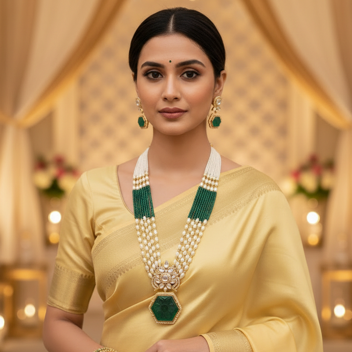 Emerald Dhruvika Kundan Jewellery Set - EOSS