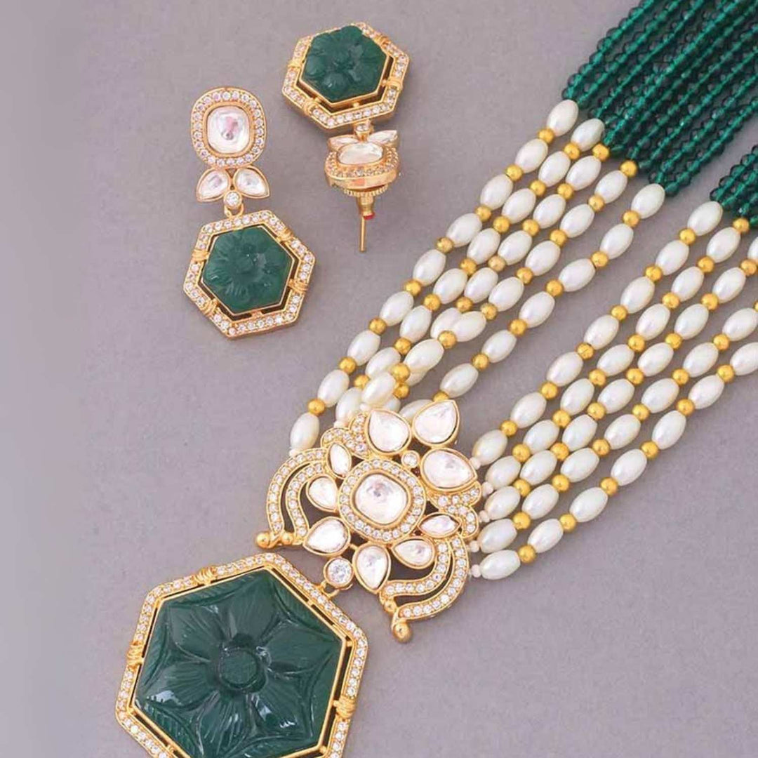 Emerald Dhruvika Kundan Jewellery Set - EOSS