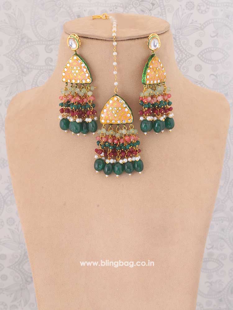 Emerald Dilina Kundan Jewellery Set