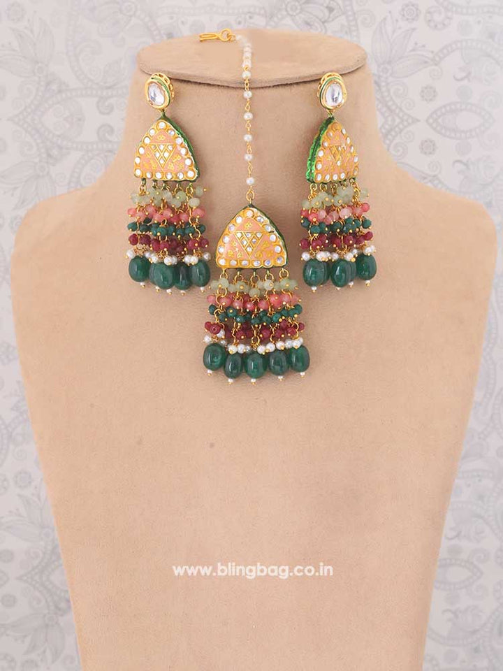 Emerald Dilina Kundan Jewellery Set